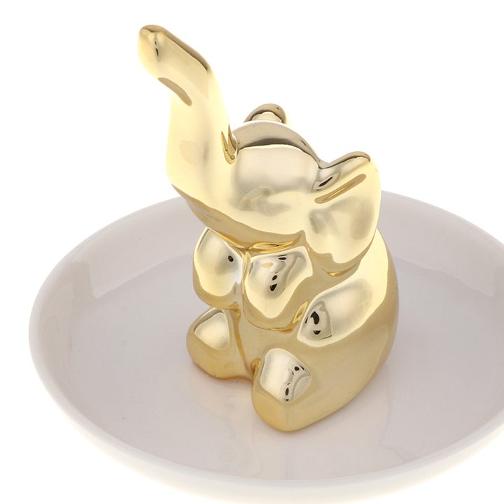 Porte bague pachyderme en porcelaine dorée