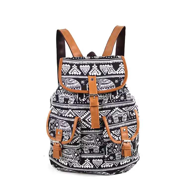 Sac a dos vintage elephants noir