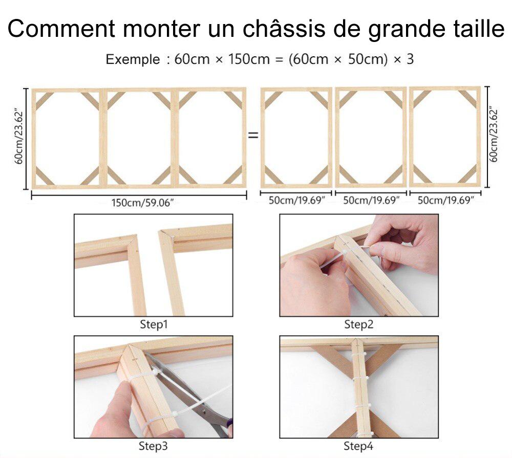 Châssis en bois à monter, à partir de 110cm (à assembler vous-même)