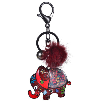 Porte-clef elephant tendance, variante rouge bordeau