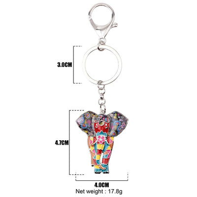 Dimensions du porte-clefs elephant multicolore