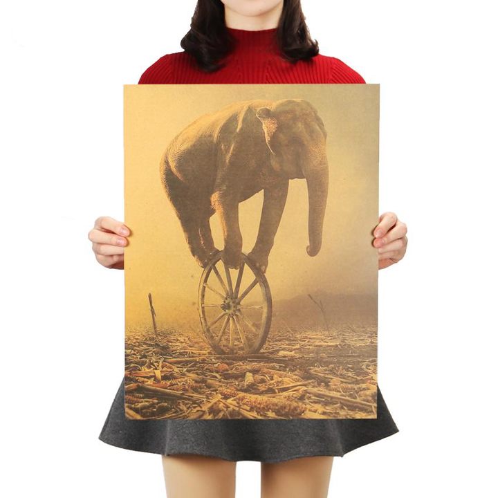 Affiche elephant vintage papier