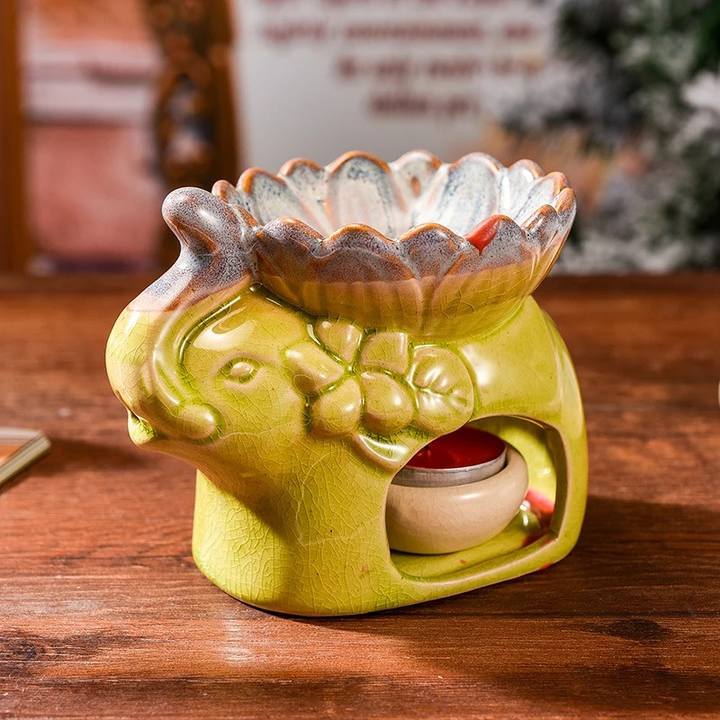 Brûleur huile essentielle éléphant variante jaune et verte