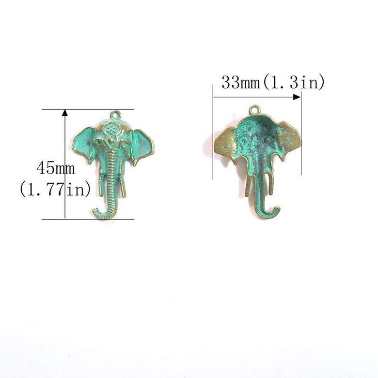 Dimensions du pendentif éléphant Asie aspect cuivre
