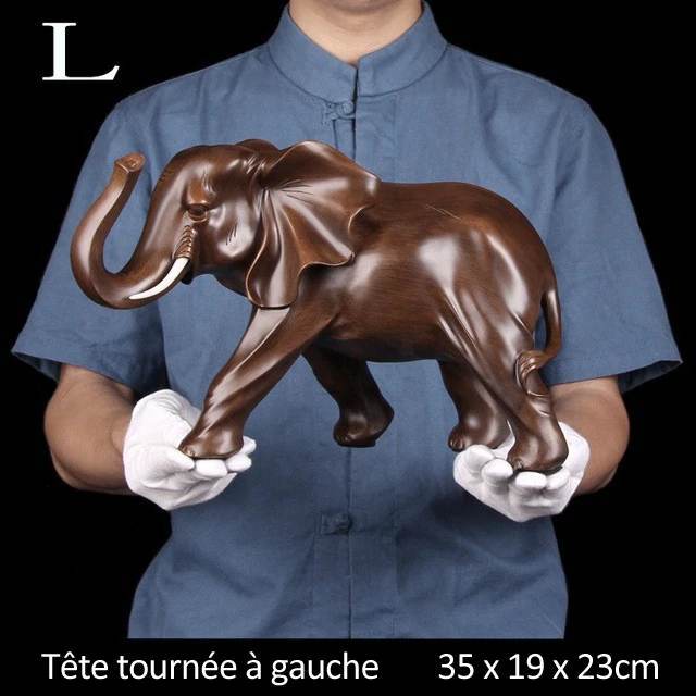 Statue elephant, taille large, tete vers la gauche