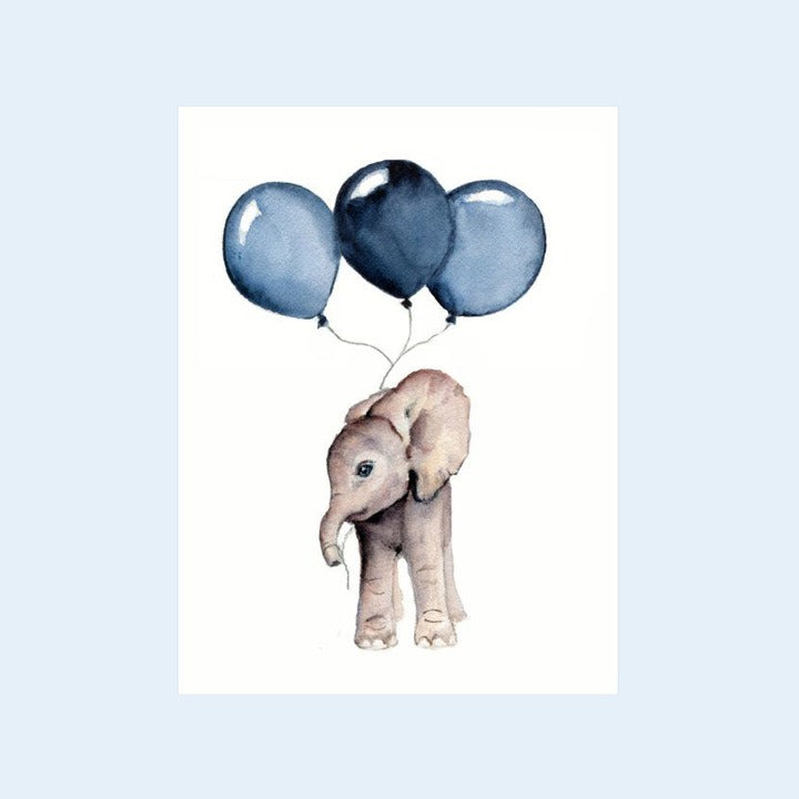 Peinture aquarelle elephant avec ballon