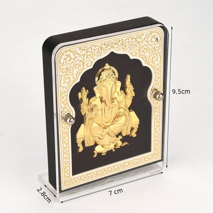 Encadré Ganesh plaqué or en relief