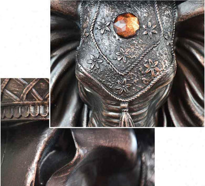 Détails tête d'éléphant étagère murale bronze
