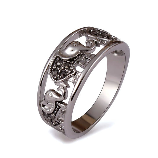 Bague avec éléphant en argent sterling 990