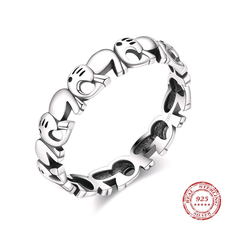 Bague de pachydermes argent sterling mixte