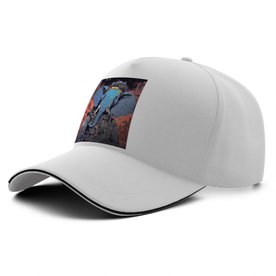 Casquette éléphant cyberpunk blanche avec design innovant