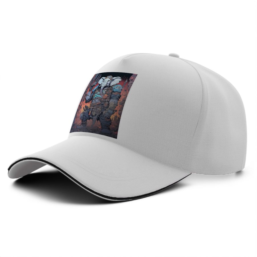 Casquette pachyderme cyberpunk blanche avec design futuriste