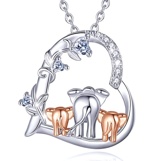 Collier elephant coeur en argent