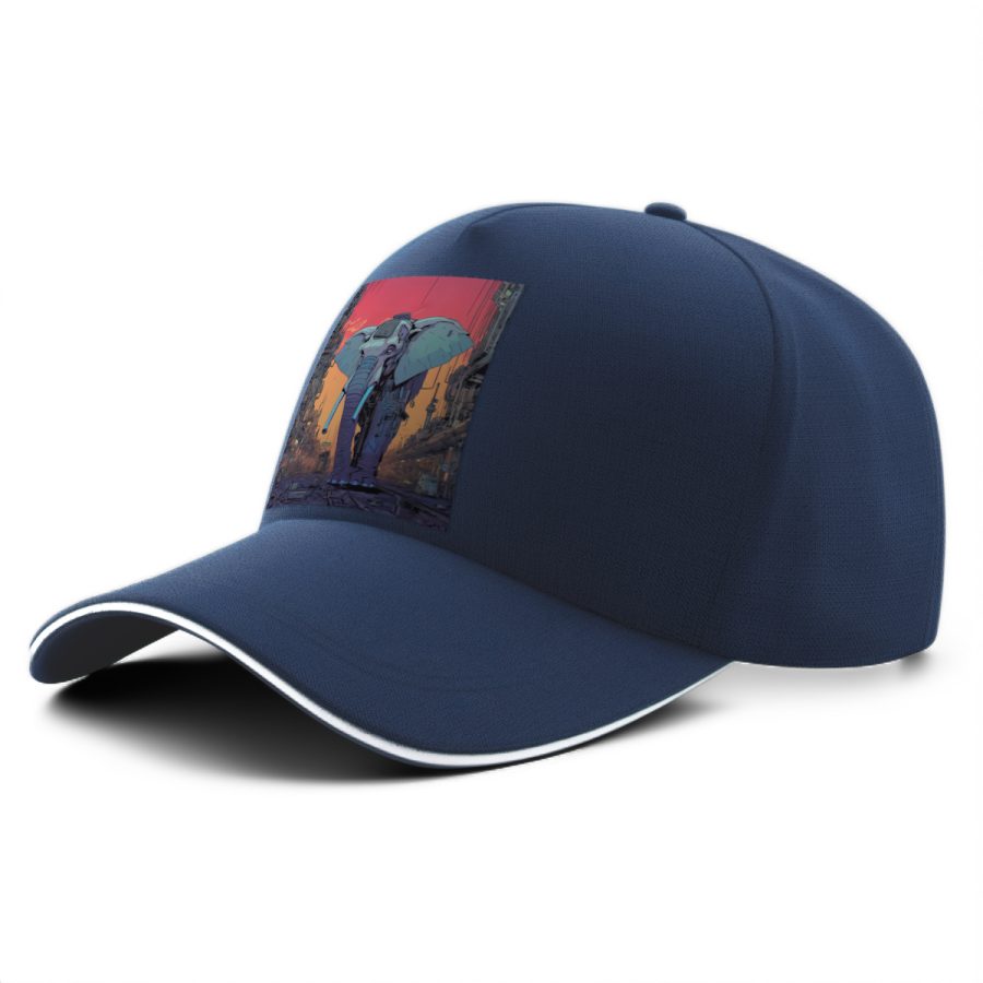 Casquette pachyderme cyberpunk bleu marine avec motif high-tech