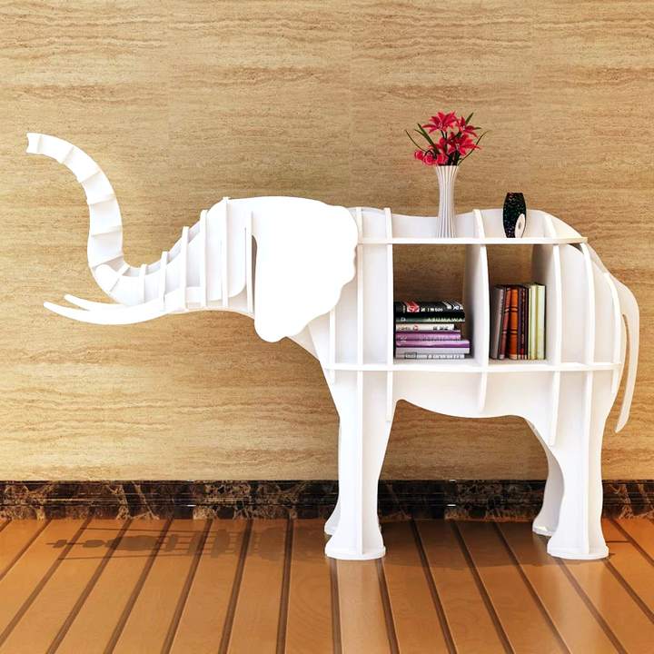 Etagere en bois naturel elephant couleur blanche