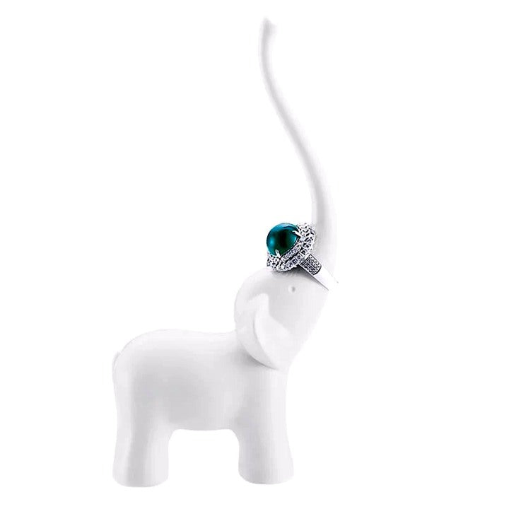 Porte bague éléphant en porcelaine blanche