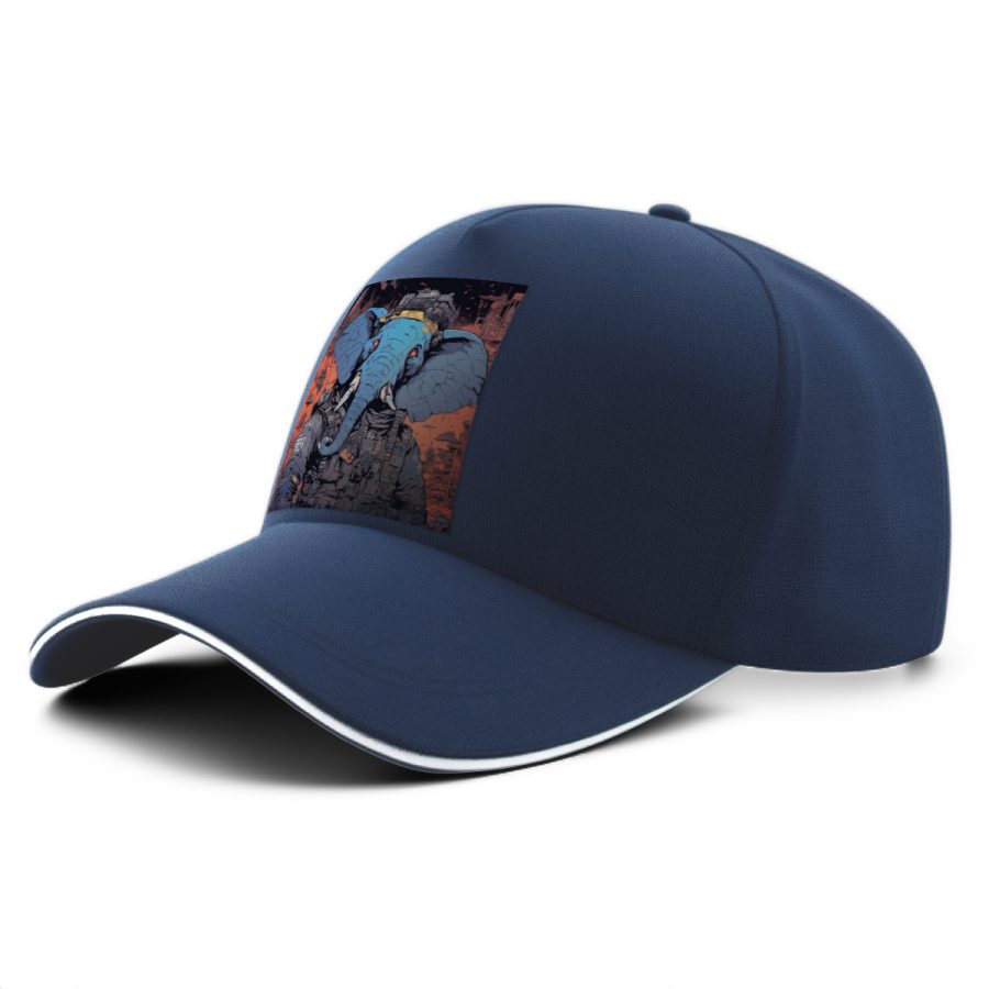 Casquette éléphant cyberpunk bleu marine avec design unique