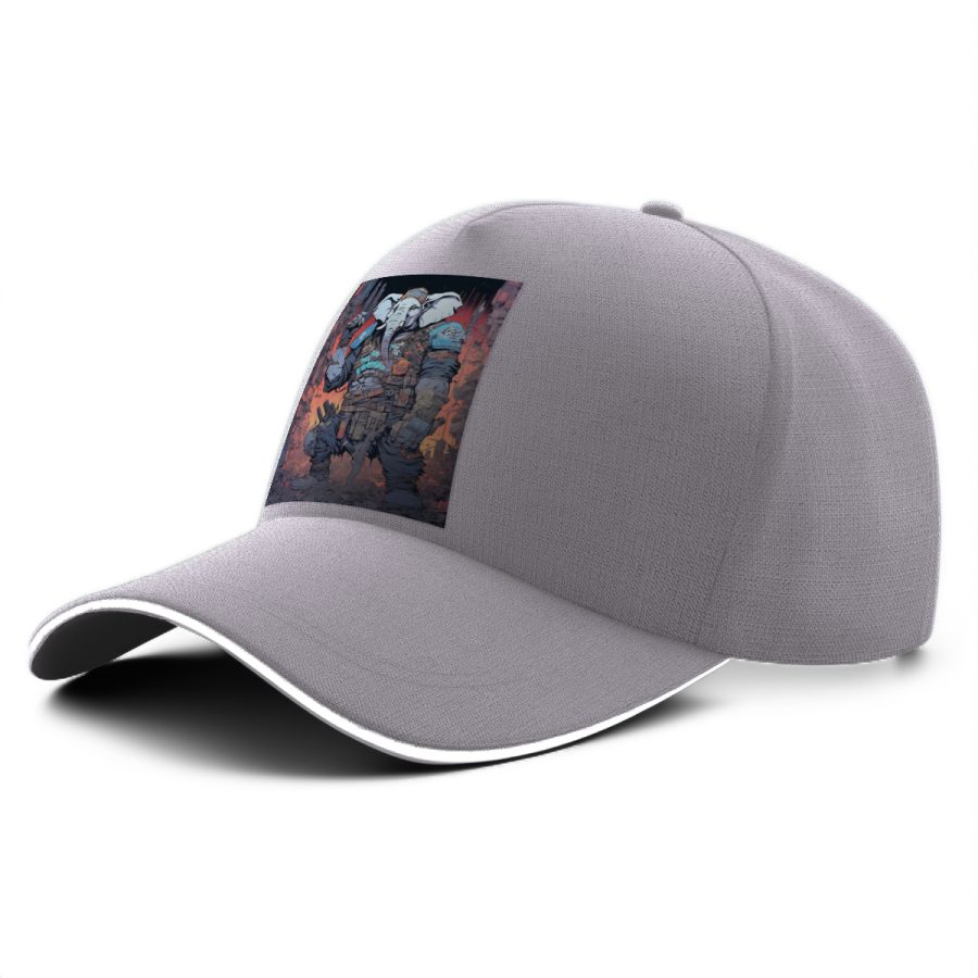 Casquette éléphant cyberpunk grise avec animal cybernétique