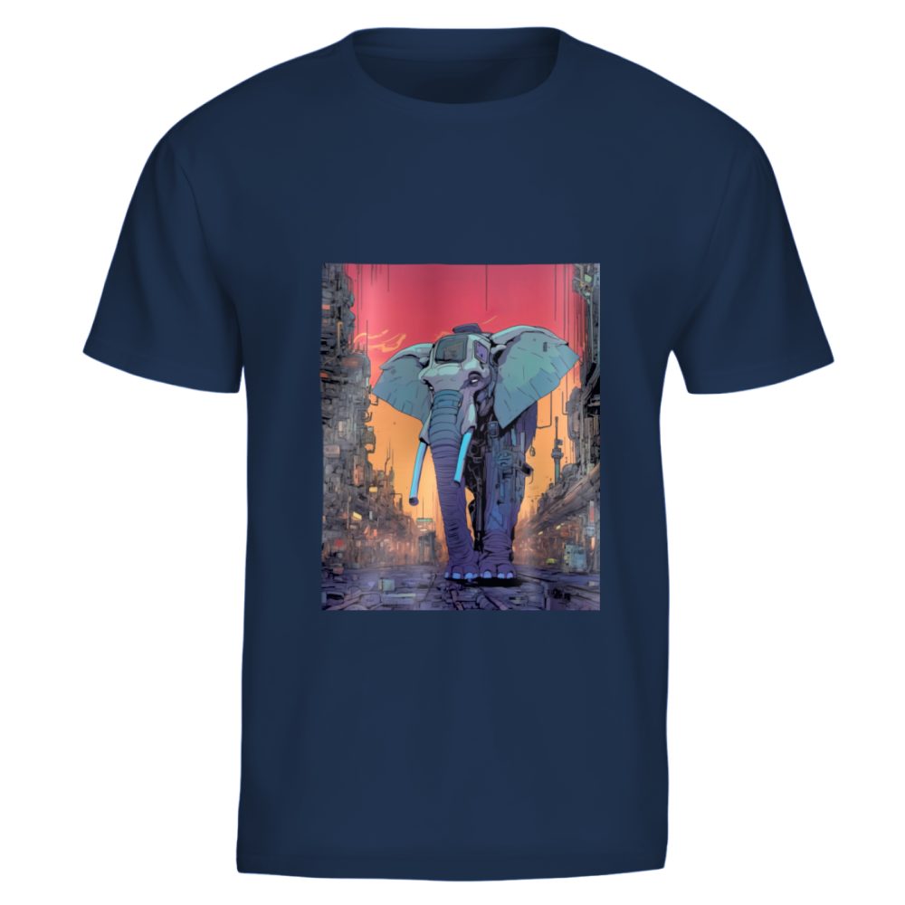 T-shirt navy - Design d'éléphant cyberpunk incorporel