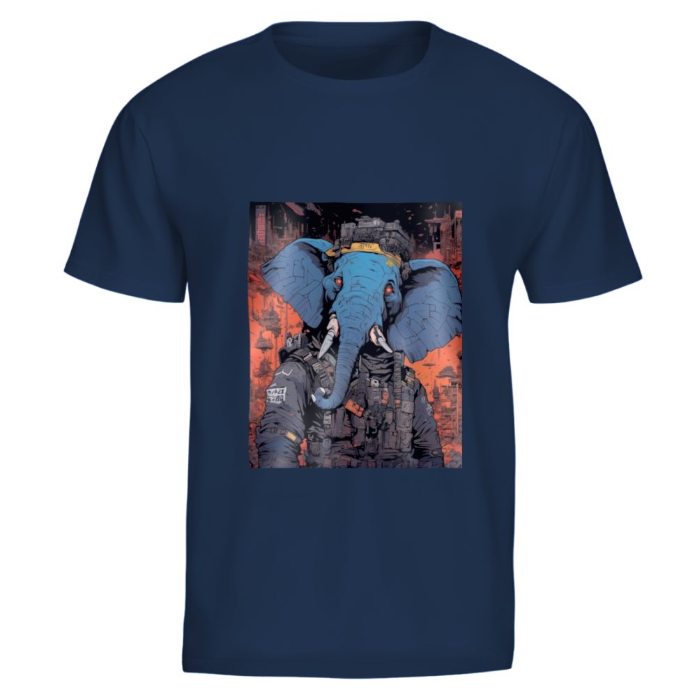 T-shirt navy - Design d'éléphant cyberpunk en soldat