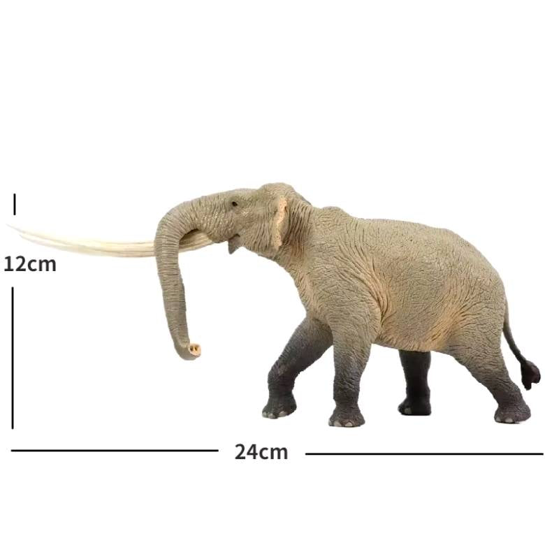 Dimensions figurine décorative d'un proboscidien préhistorique au profil caractéristique, parfaite pour une étagère.