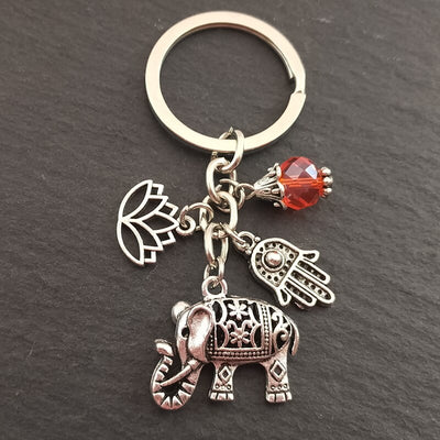 Porte-cle elephant ethnique variante rouge