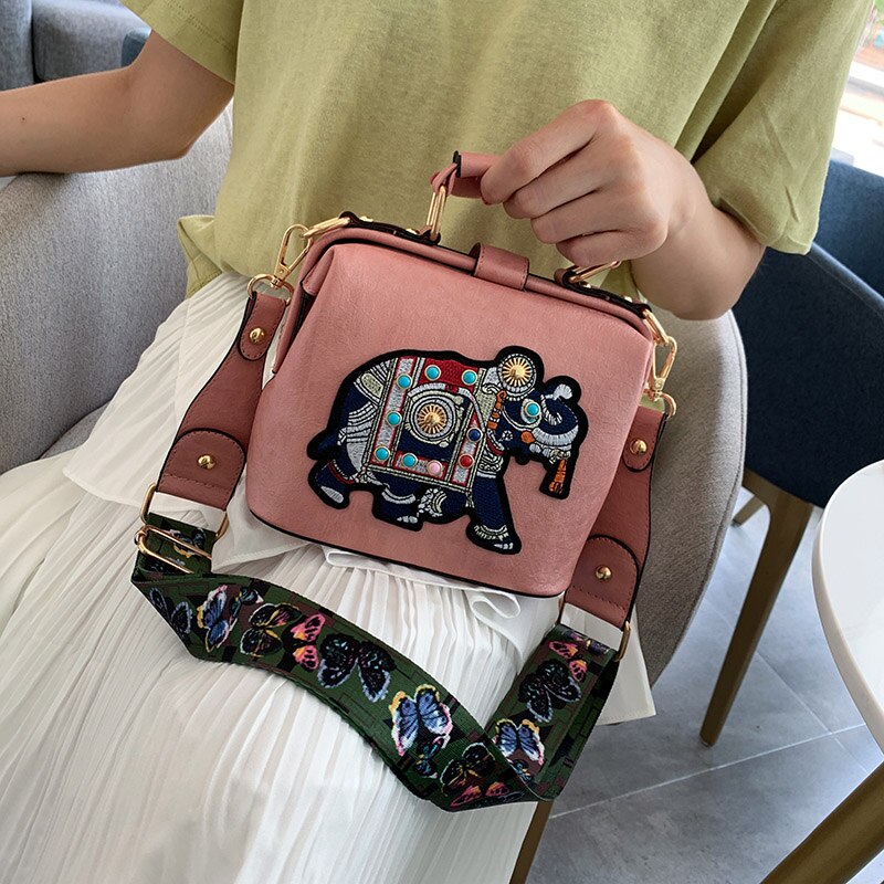 Sac a main satchel elephant couleur rose