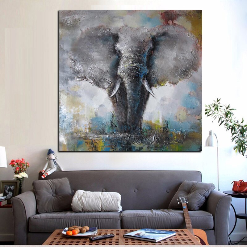 Toile elephant. Coups de pinceaux realistes