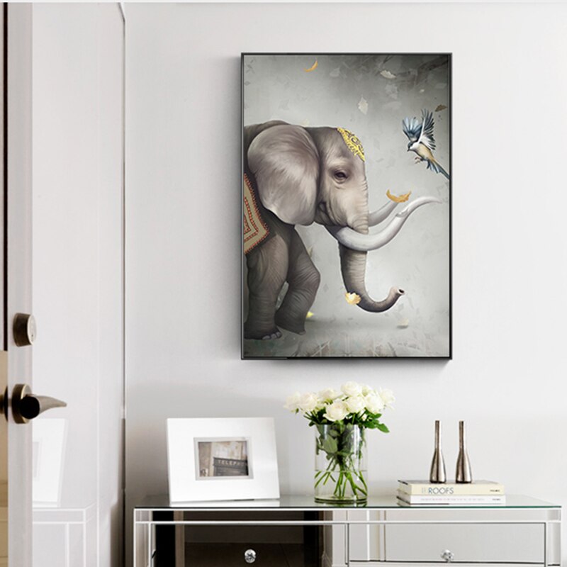 Peinture éléphant indien dans un bureau