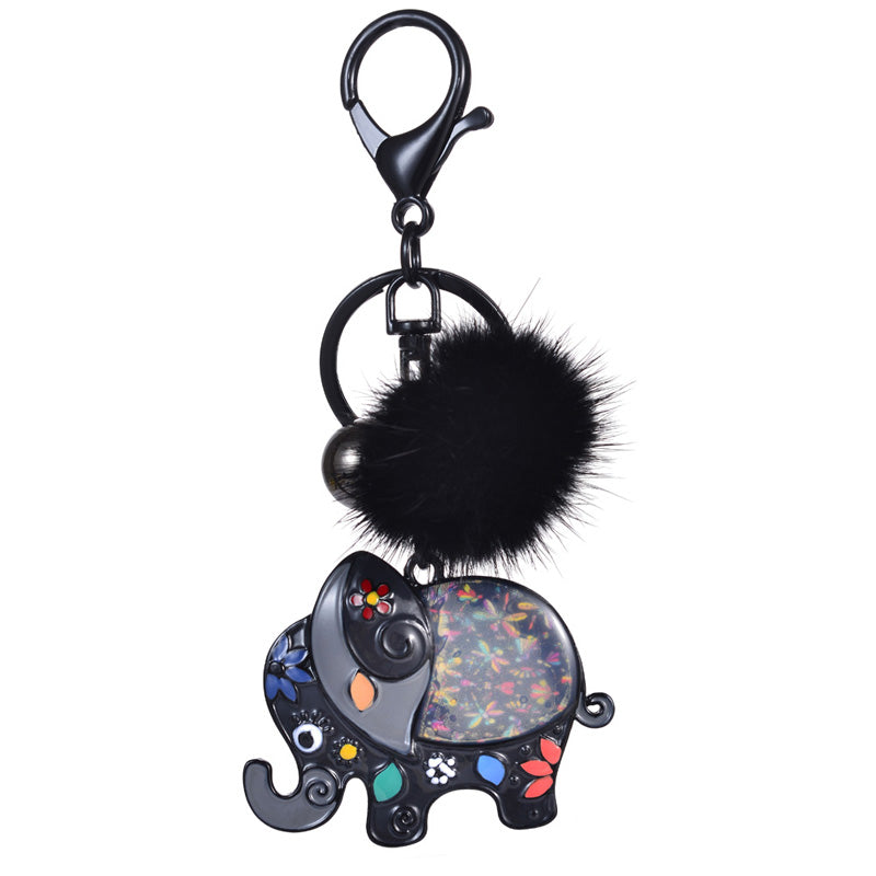 Porte-cle elephant tendance, variante noir fantaisie