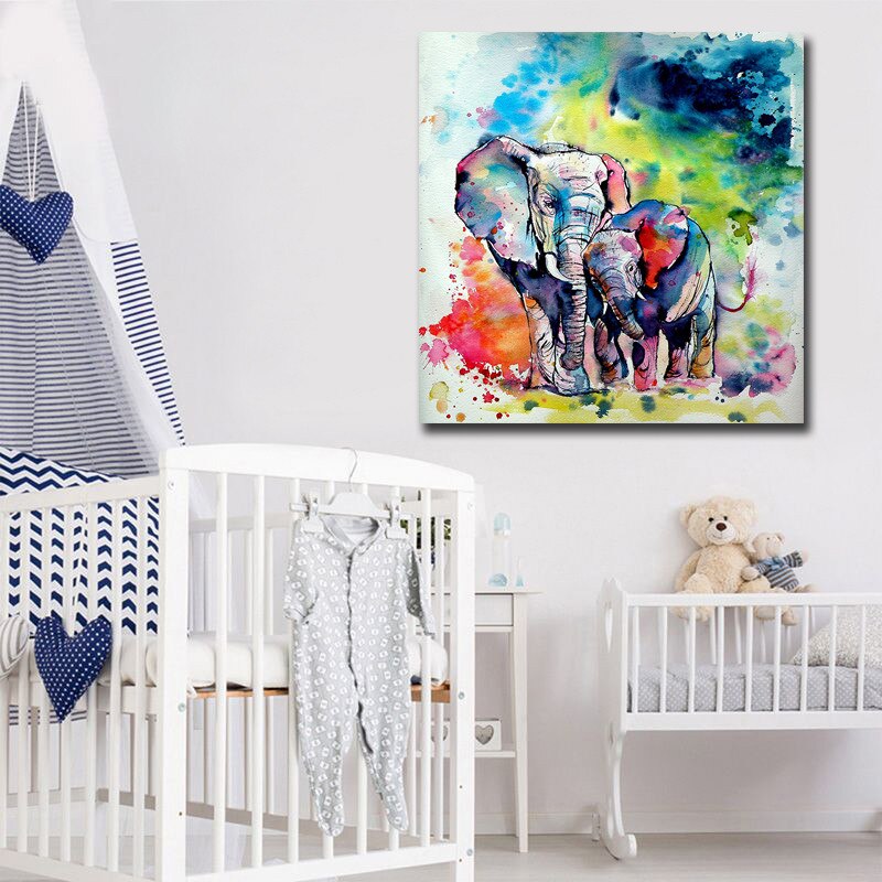 Peinture a l'eau elephant dans une chambre