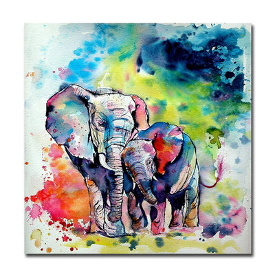 Peinture a l'eau elephant, toile nue