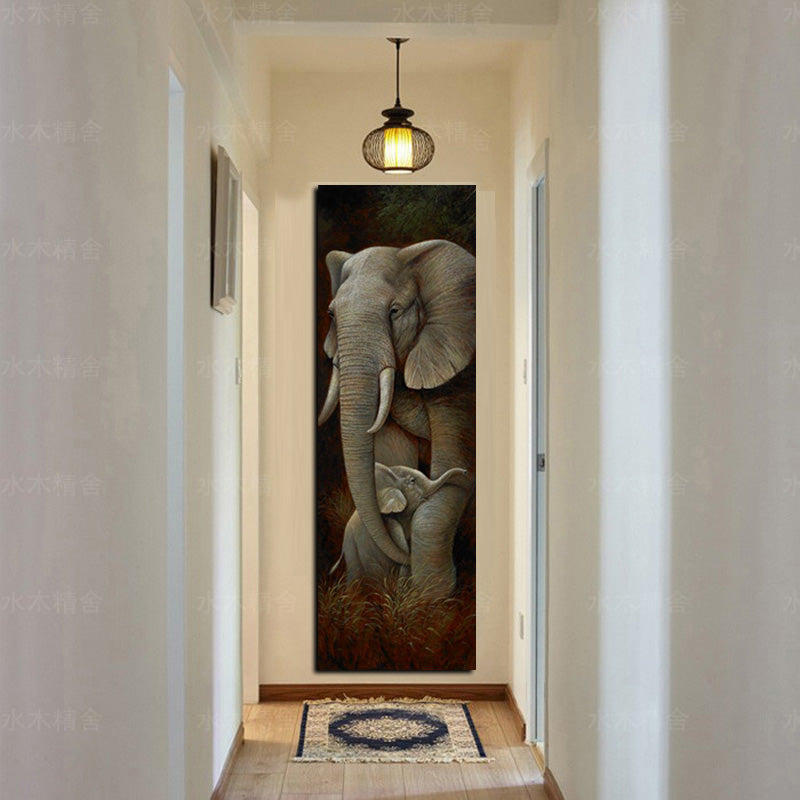 Peinture imprimée sur toile de deux pachydermes