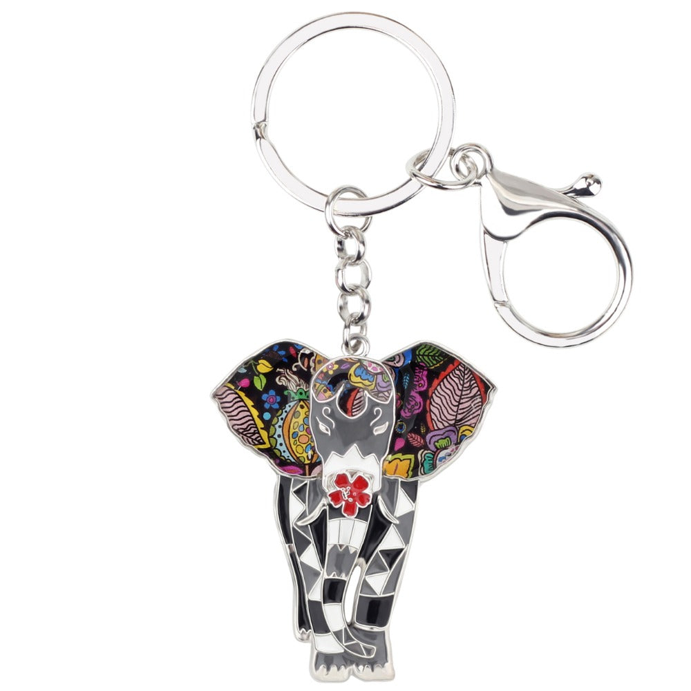 Porte-cle elephant multicolore (variante noire)