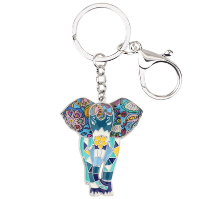Porte-cle elephant multicolore (variante bleue)
