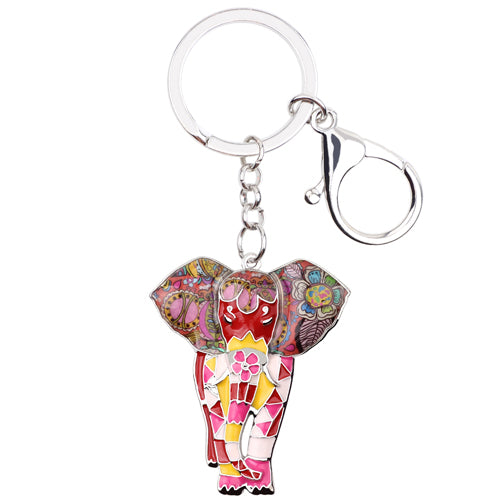 Porte-cle elephant multicolore (variante rouge)