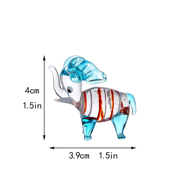 Dimensions des statuettes bande d'elephants en verre