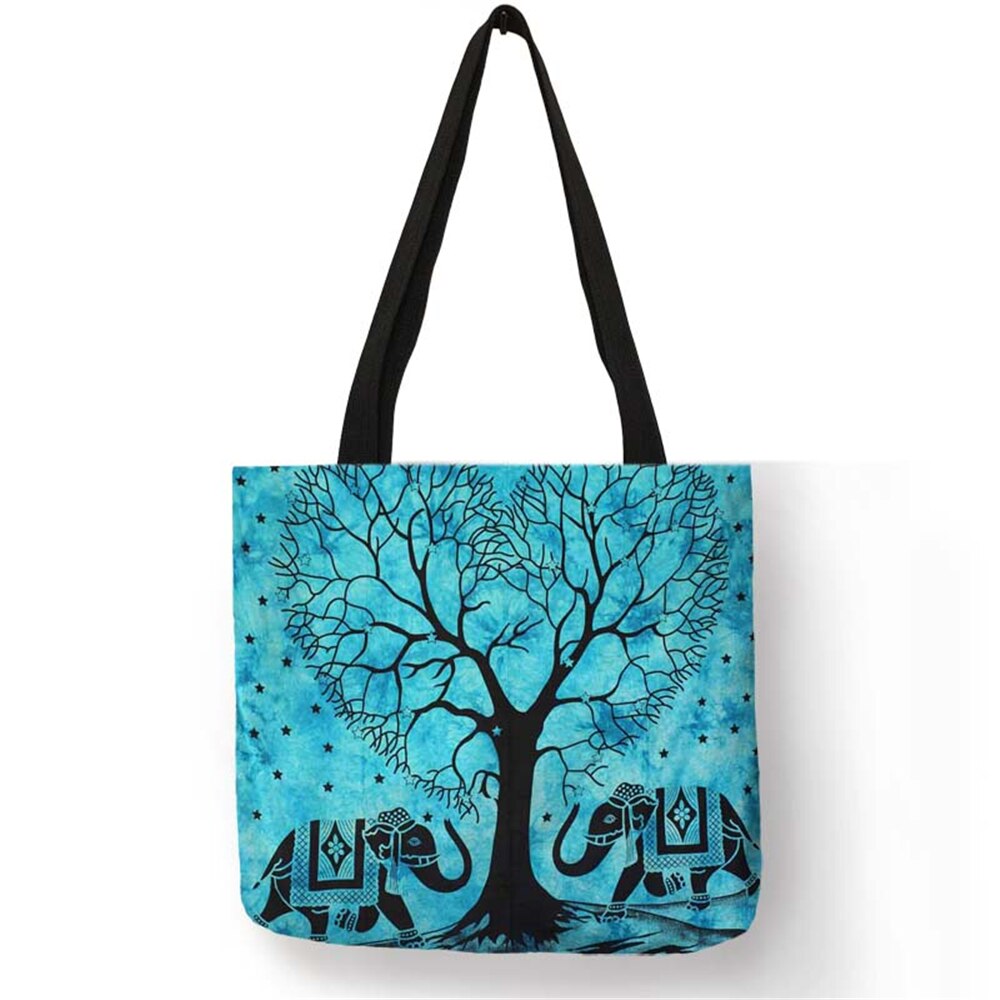 2 elephants mandala arbre ciel turquoise