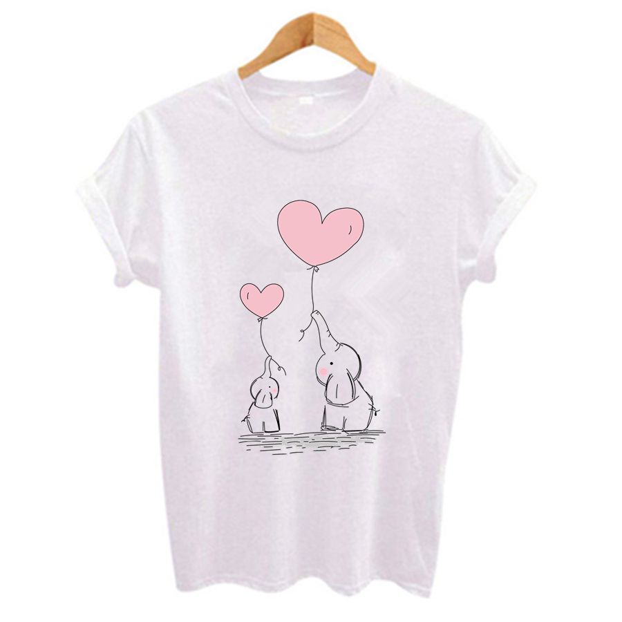 Tee shirt deux elephants et leurs deux coeurs