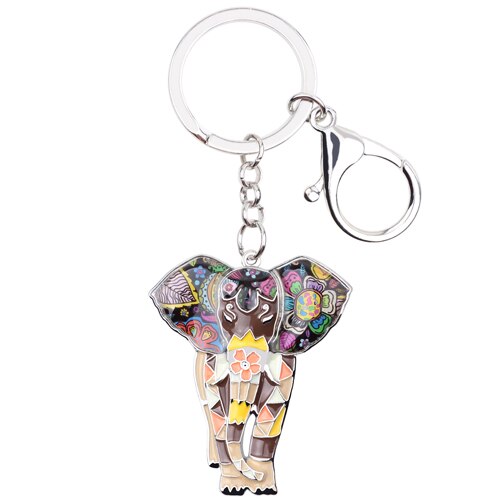 Porte-cle elephant multicolore (variante marron)