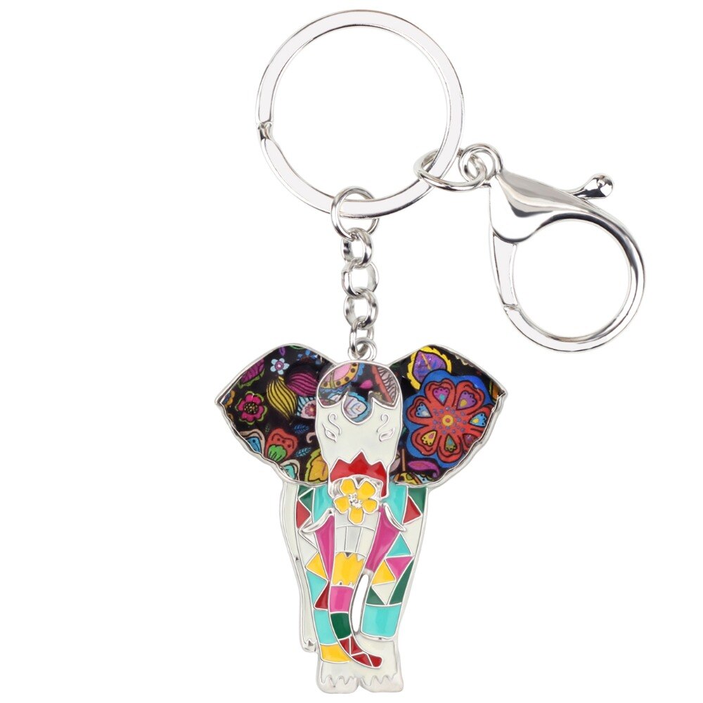 Porte-cle elephant multicolore (variante blanche)