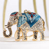 Porte-clef elephant bling bling bleu, rouge & pierres style diamant