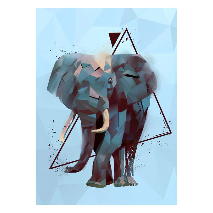 Affiche elephants design geometrique