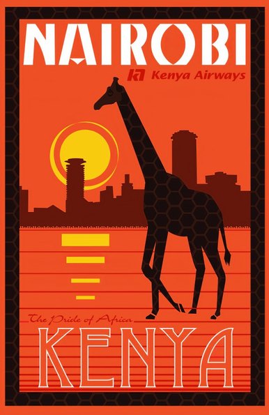 Poster vintage Nairobi par Kenya Airways