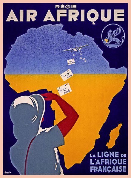 Poster vintage Regie ligne aerienne Air Afrique