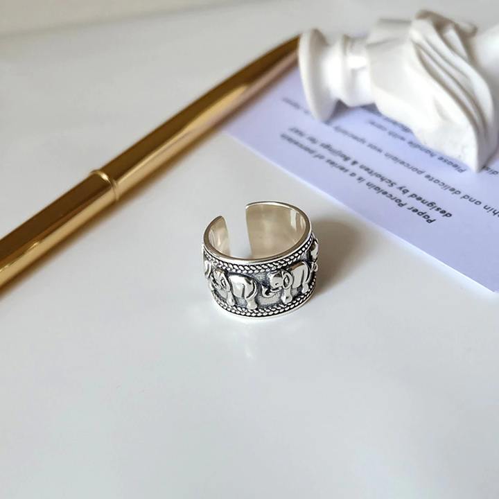 Bague éléphant vintage plaqué argent