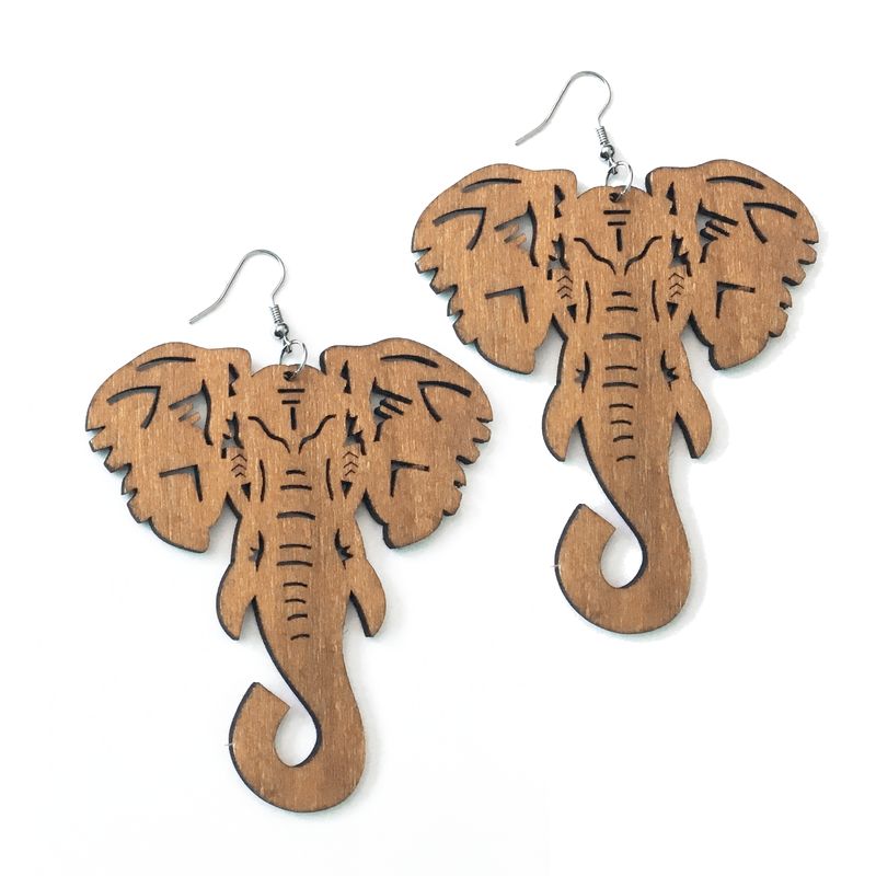 Boucles d'oreilles elephant en bois