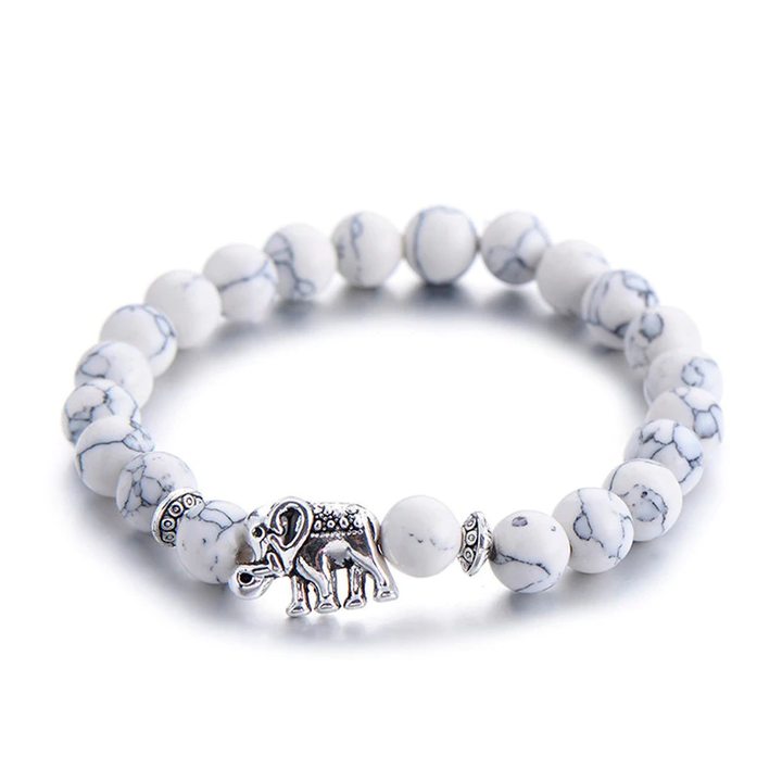 Bracelet éléphant perles blanches et charm