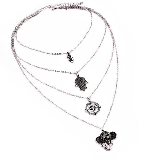 Collier elephant porte-bonheur metal