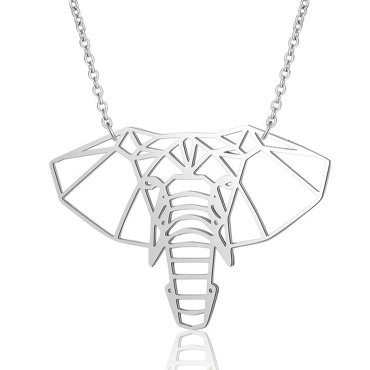 Collier elephant origami couleur argent